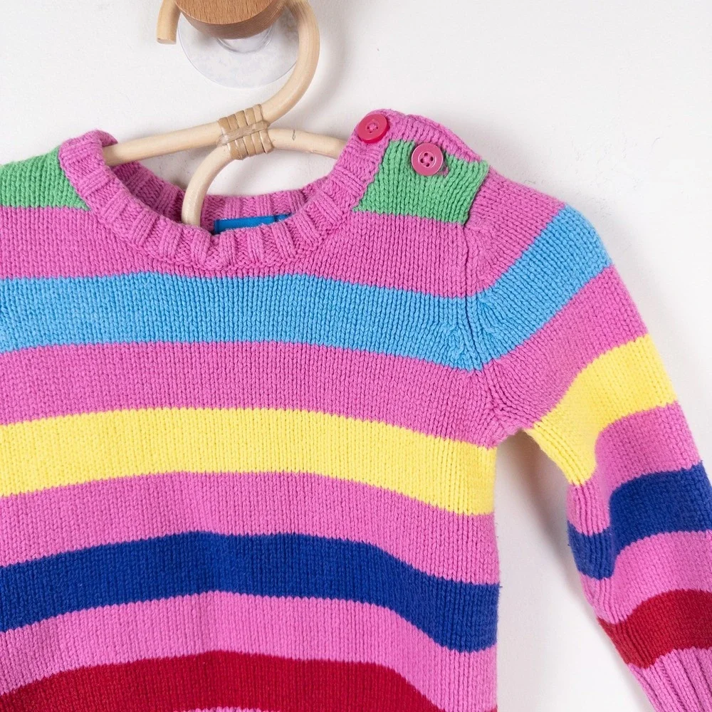 Vintage The Children's Place Sweater Y2K Pink Rainbow Stripe Knit Baby 12 Months